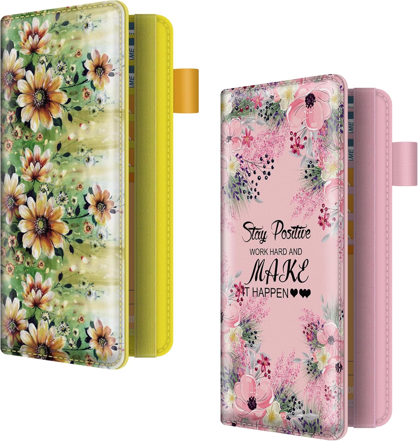 bvya 2 fundas para chequera para hombres y mujeres con bloqueo RFID, soporte de cuero impreso de alta calidad para chequera, carteras delgadas con