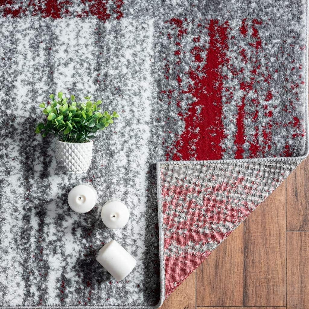 LUXE WEAVERS Lagos Collection 9248 – Alfombra geométrica Art Deco roja de 5 x 7 pulgadas