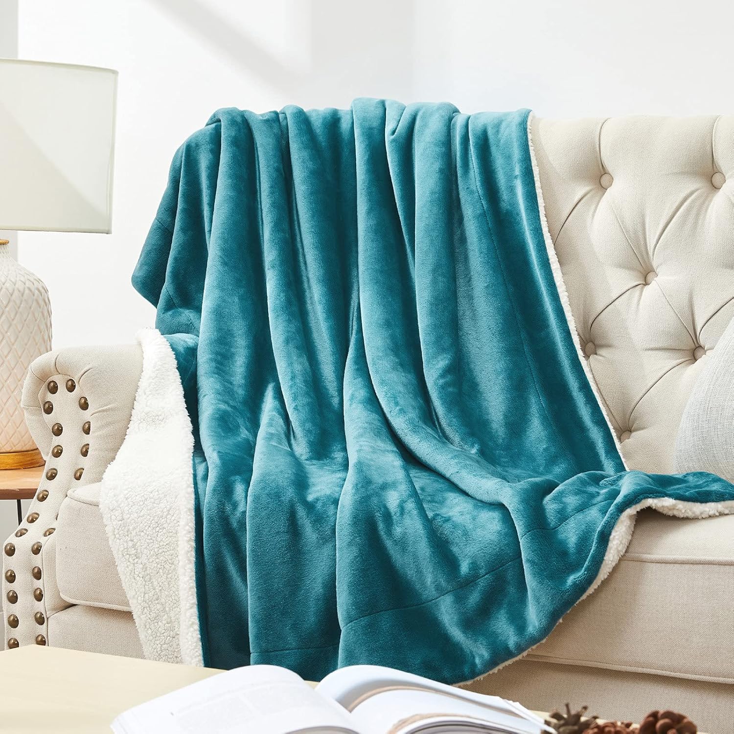 Walensee Sherpa – Manta de forro polar de felpa, muy suave, reversible, manta de franela de microfibra para sofá, cama, sofá ultra lujoso, cálido y