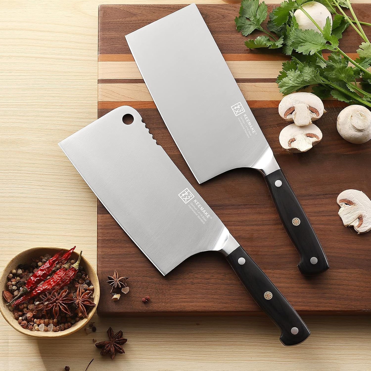 KEEMAKE Cuchillo de carnicero de 7 pulgadas, cuchillo de carnicero con acero inoxidable de alto carbono 1.4116, cuchillo de carnicero resistente con