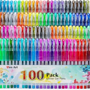 Pluma de gel con brillo set de 100 colores únicos pluma de gel de calidad artística juego para libros para colorear para adultos para diario con Pluma de gel con brillo set de 100 colores únicos pluma de gel de calidad artística juego para libros para colorear para adultos para diario con