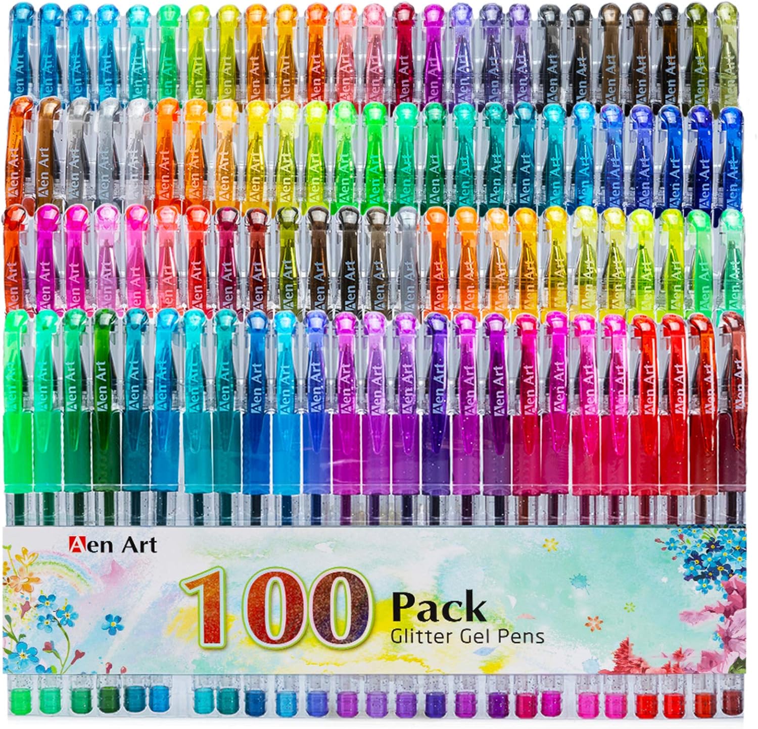 Pluma de gel con brillo set de 100 colores únicos pluma de gel de calidad artística juego para libros para colorear para adultos para diario con Pluma de gel con brillo set de 100 colores únicos pluma de gel de calidad artística juego para libros para colorear para adultos para diario con