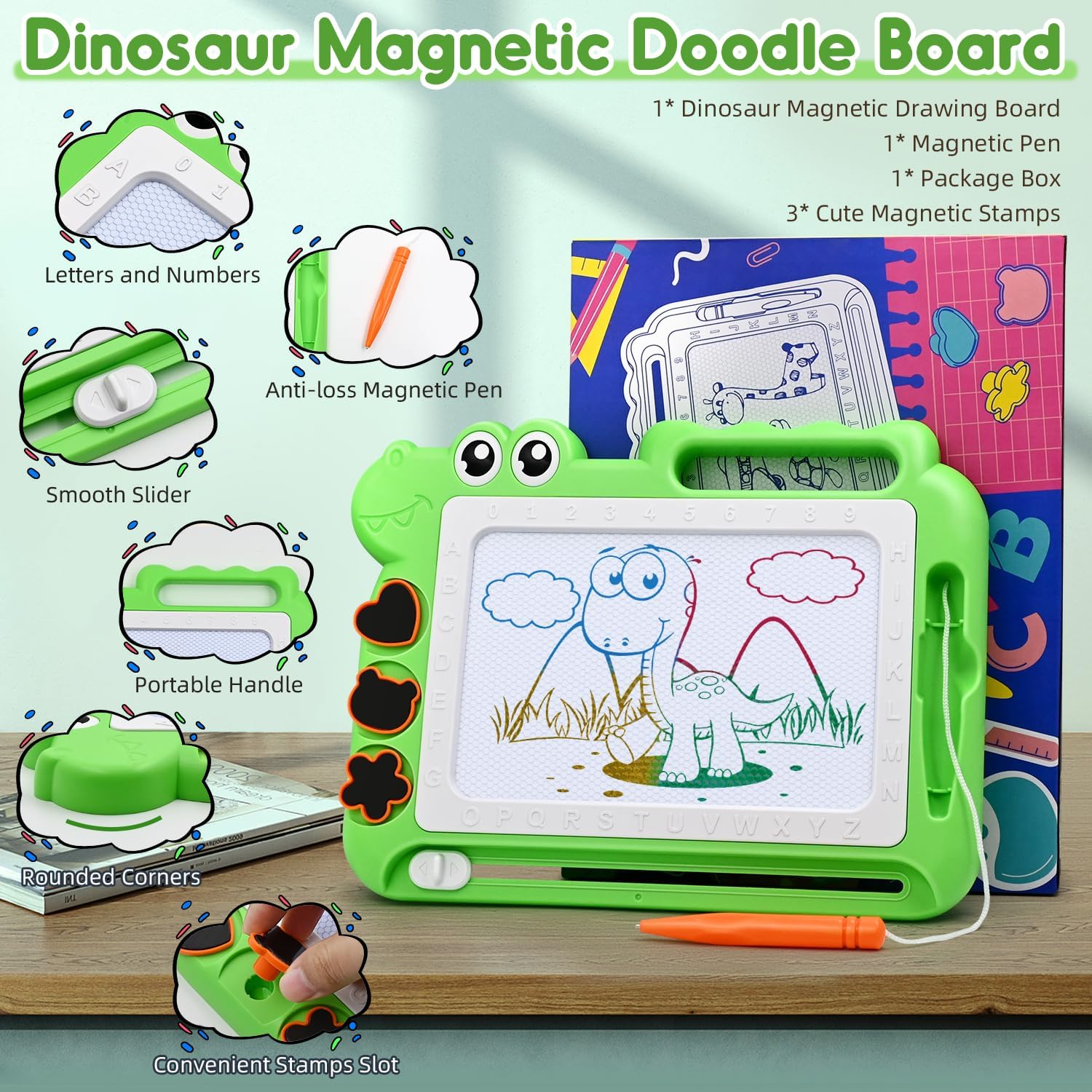 AiTuiTui Tabla de dibujo magnética para niños pequeños, regalo para niñas de 2 a 3 años, bloc de dibujo y dibujo para niños de 2 a 4 años, juegos de