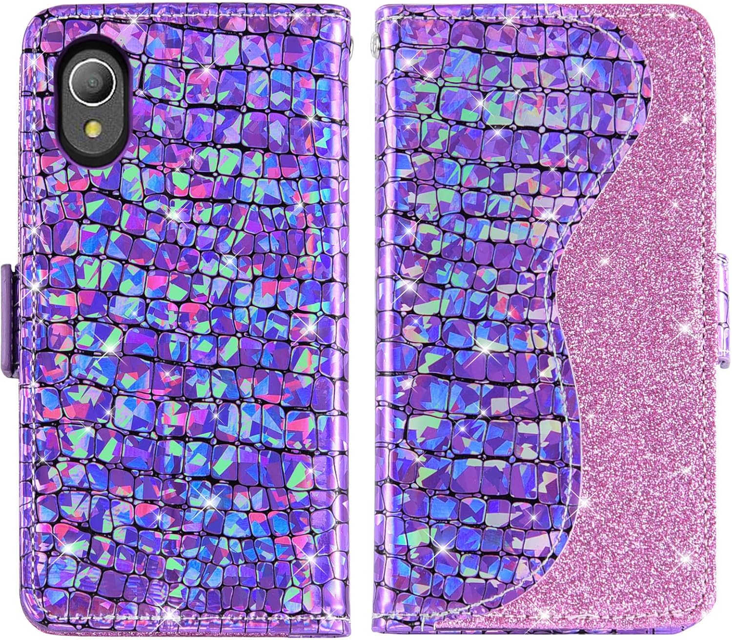 Asuwish Funda de teléfono para Alcatel 1 2019 5033EAlcatel1 2021 4G LTE Funda tipo cartera con protector de pantalla y correa para la muñeca,