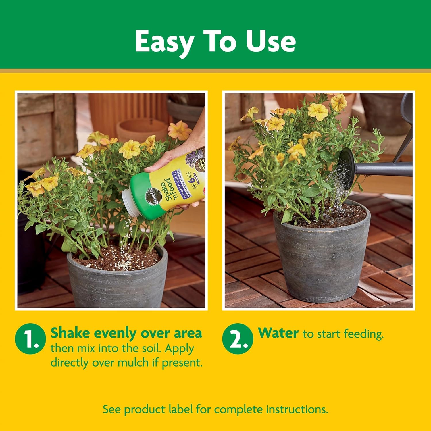 Miracle-Gro Shake ‘n Feed Extended Boost, fertilizante para plantas, alimenta hasta 6 meses, 3 libras.