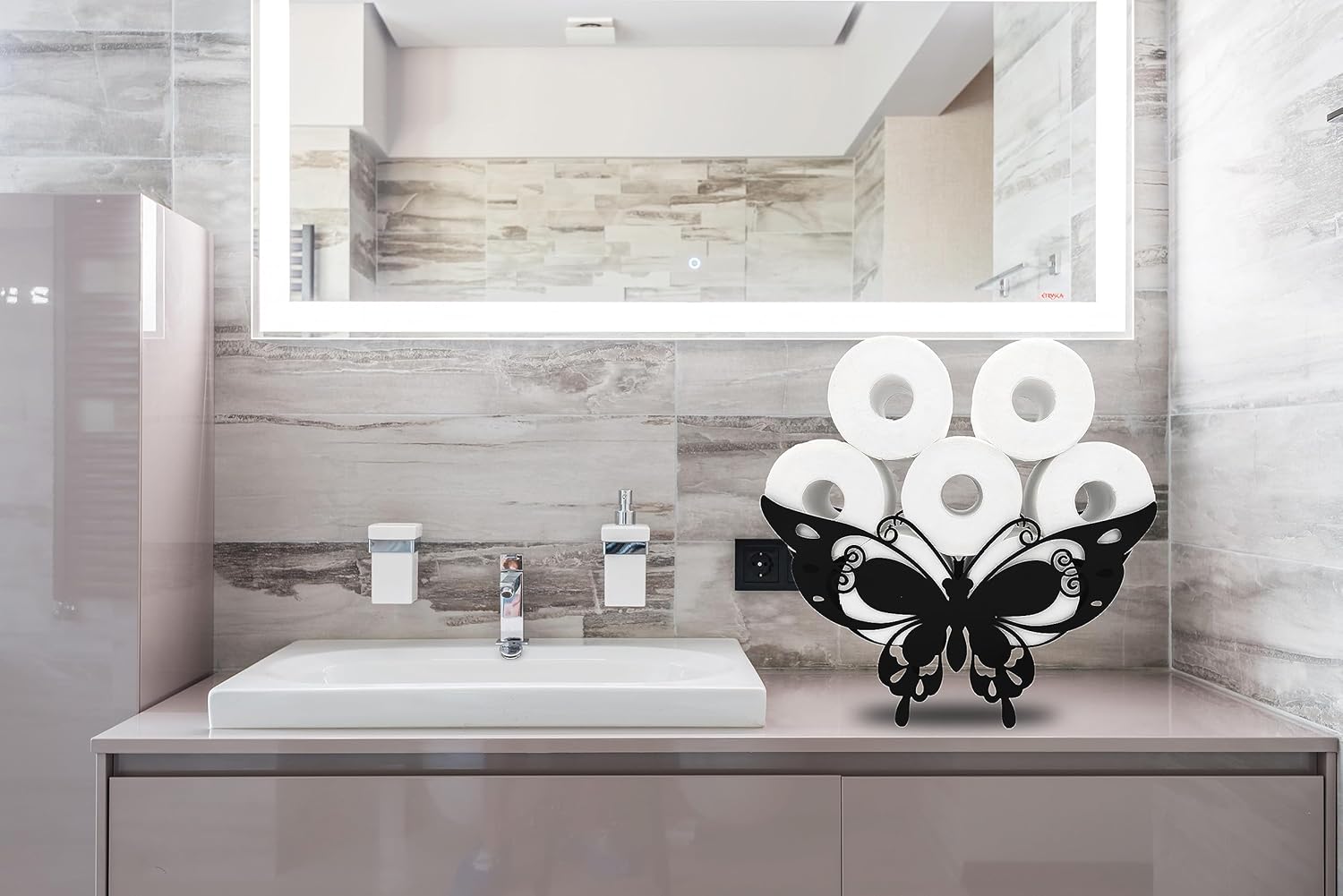 Divertido soporte de papel higiénico de mariposa, almacenamiento de animales para baño, almacenamiento de papel higiénico de animales de metal