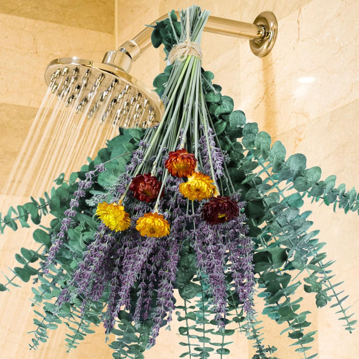 115 paquetes de flores de eucalipto y lavanda para ducha, planta de ducha colgante mejorada de 17 pulgadas, hojas de eucalipto reales naturales,