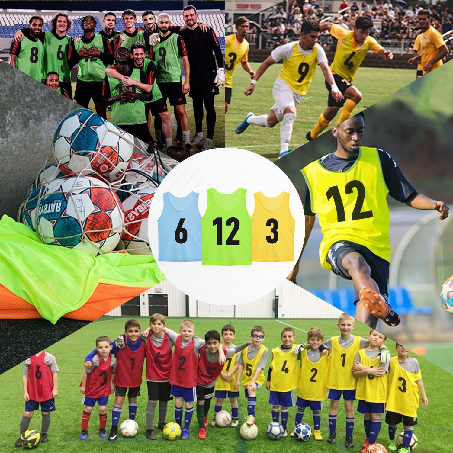 Holnkme Numbered Soccer Pinnies Scrimmage – Chaleco deportivo para entrenamiento en equipo, chaleco de práctica para adultos y jóvenes (12 piezas)
