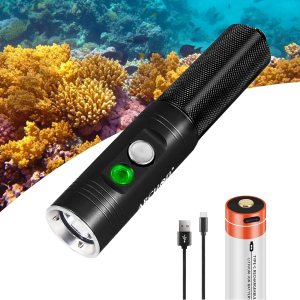 ARCHON Linterna de buceo de 1200 lúmenes, luz de buceo impermeable con indicador de potencia, haz estrecho y cargador USB, antorcha negra para ARCHON Linterna de buceo de 1200 lúmenes, luz de buceo impermeable con indicador de potencia, haz estrecho y cargador USB, antorcha negra para