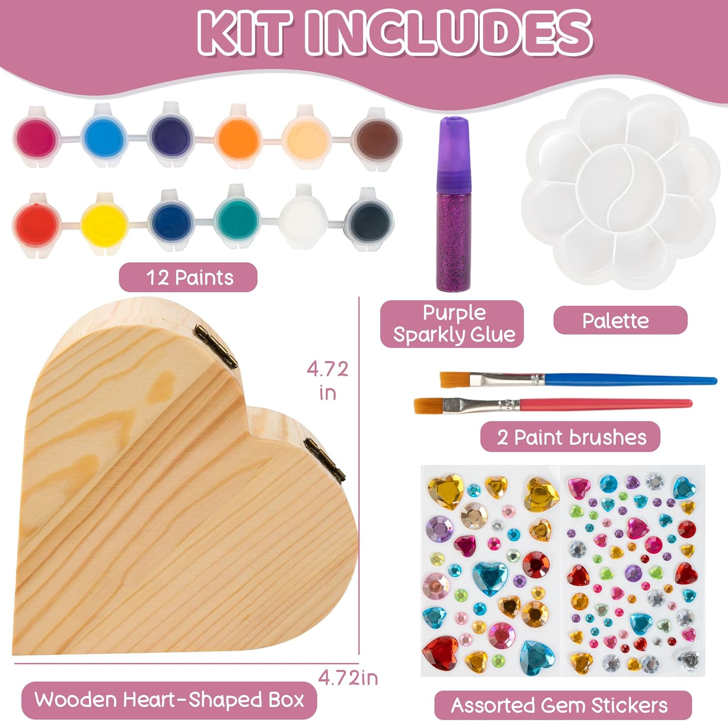 Pinta tu propia caja de joyería de madera artes y manualidades para niños de 4 a 6 años, kits de pintura de caja del tesoro de bricolaje, regalo
