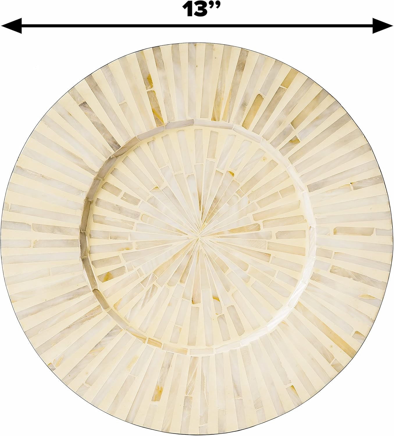 Artera Charger – Juego de 2 platos decorativos de madreperla para exhibición, cargadores de madera para platos llanos