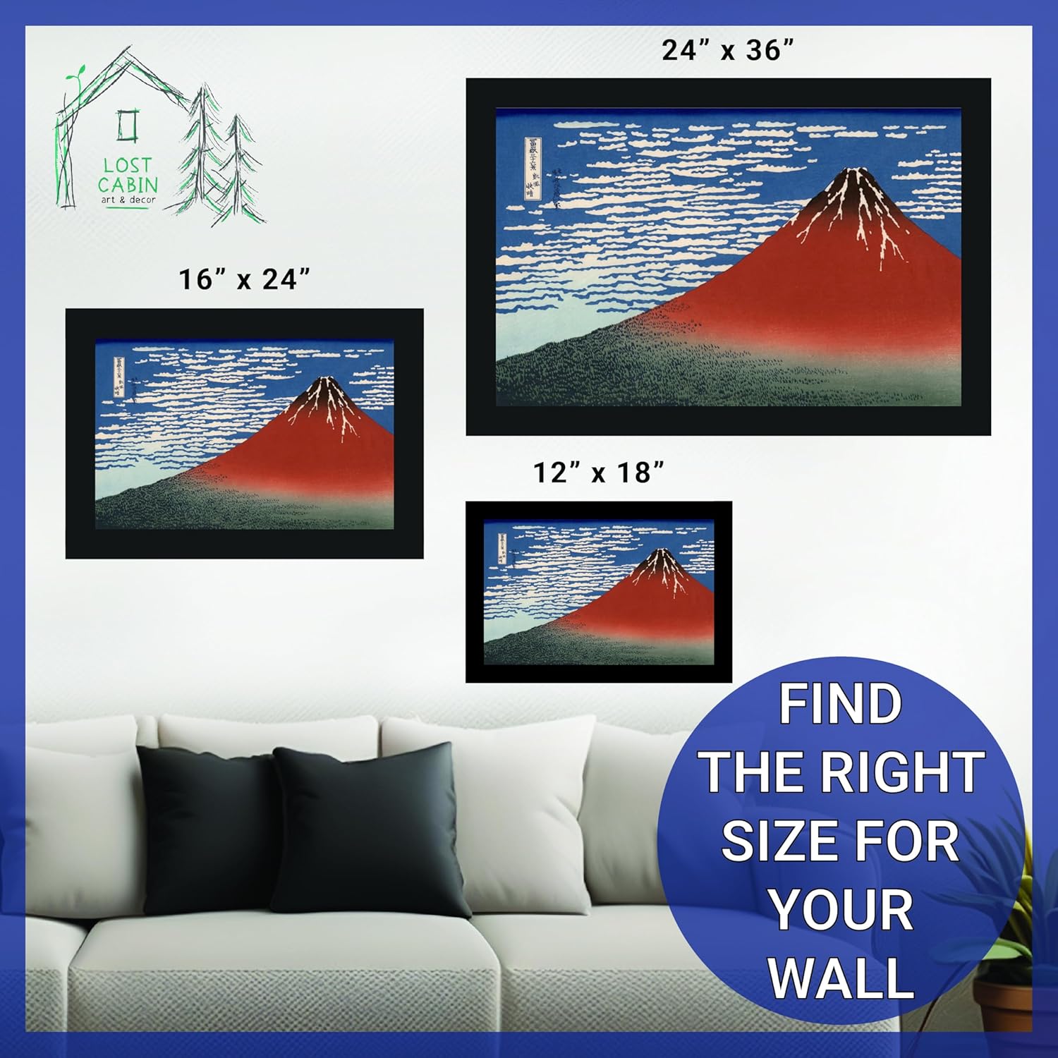 Katsushika Hokusai – Lienzo enmarcado para decoración de pared, lienzo de reproducción de pintura fina  Impresión de galería en marco de madera