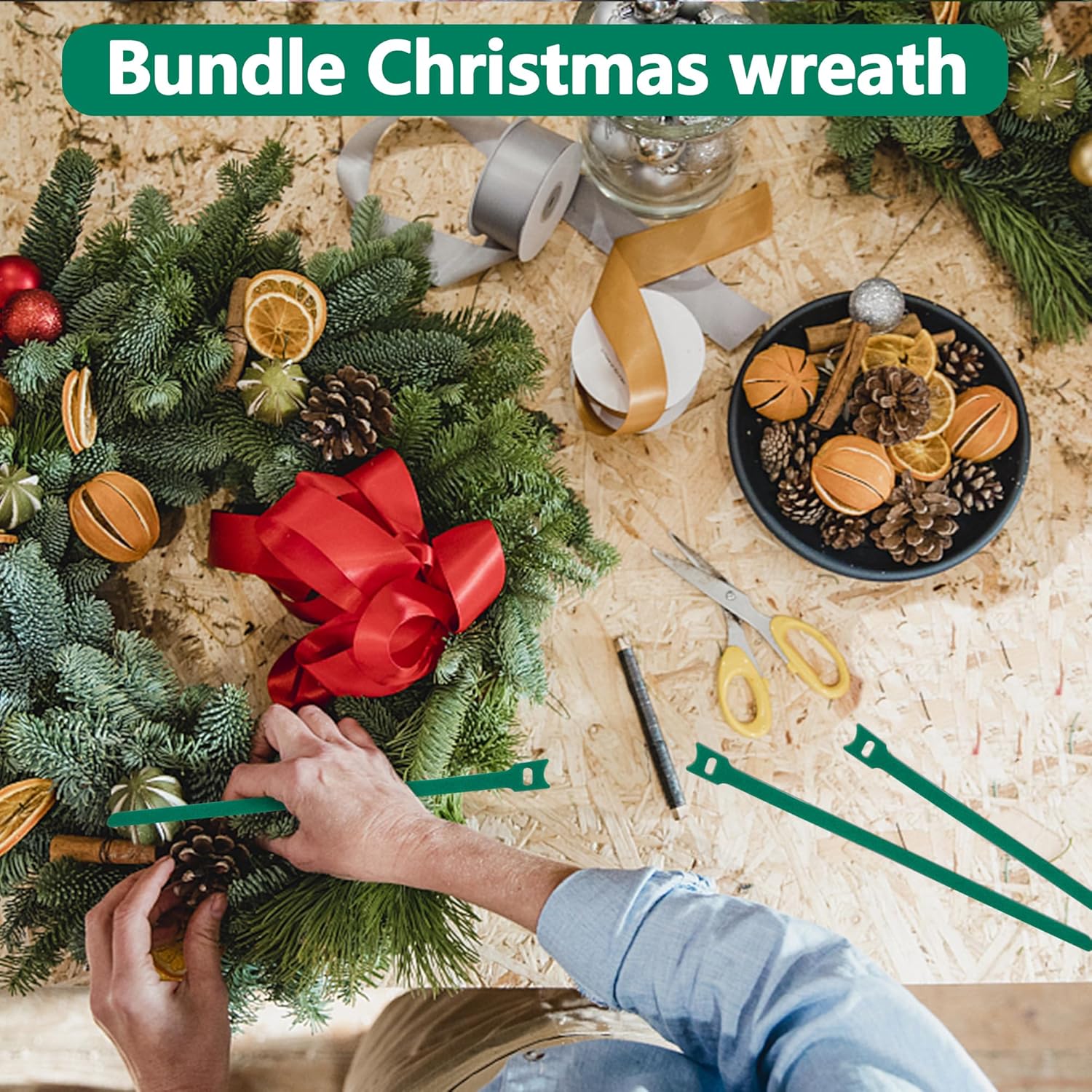 60 lazos de guirnalda de Navidad  lazos ajustables de 12 pulgadas  Correas reutilizables de nailon para plantas de jardín para árbol de Navidad,