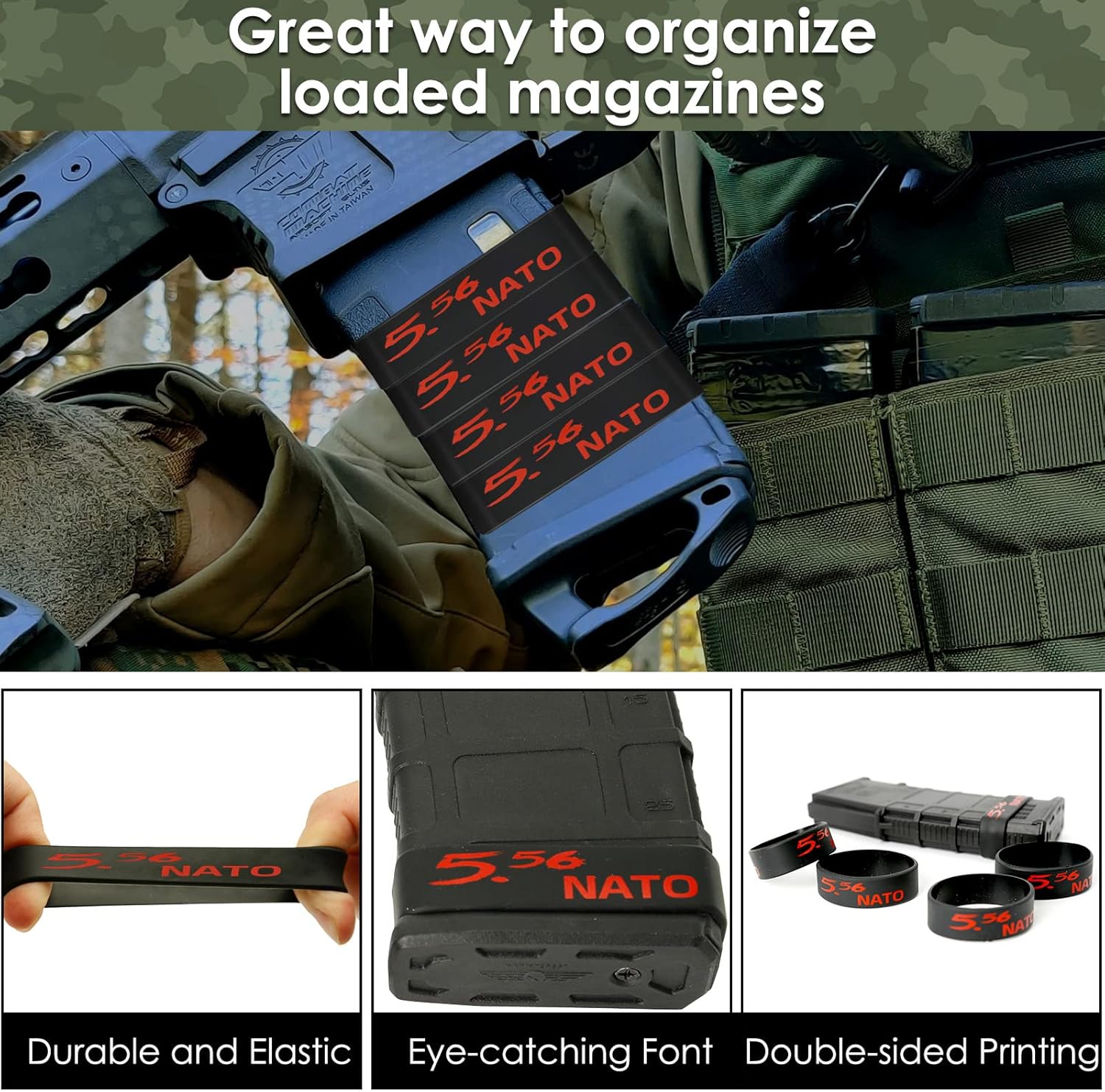 Aolamegs Paquete de 510 bandas para revistas, 5.56 OTAN, 300 apagones, 300 Subsonic, .223 Remington, .308 Winchester, 7.62 x 39, bandas de silicona