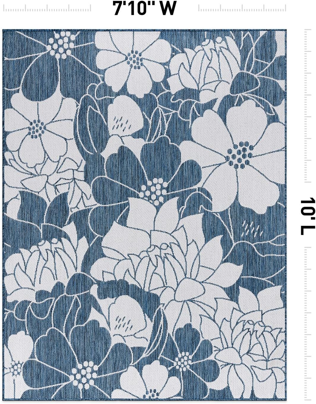 Rugshop Alfombra moderna con textura de flores florales, fácil limpieza, para exteriores, terraza, patio, patio trasero, interiorexterior, 7 pies 10