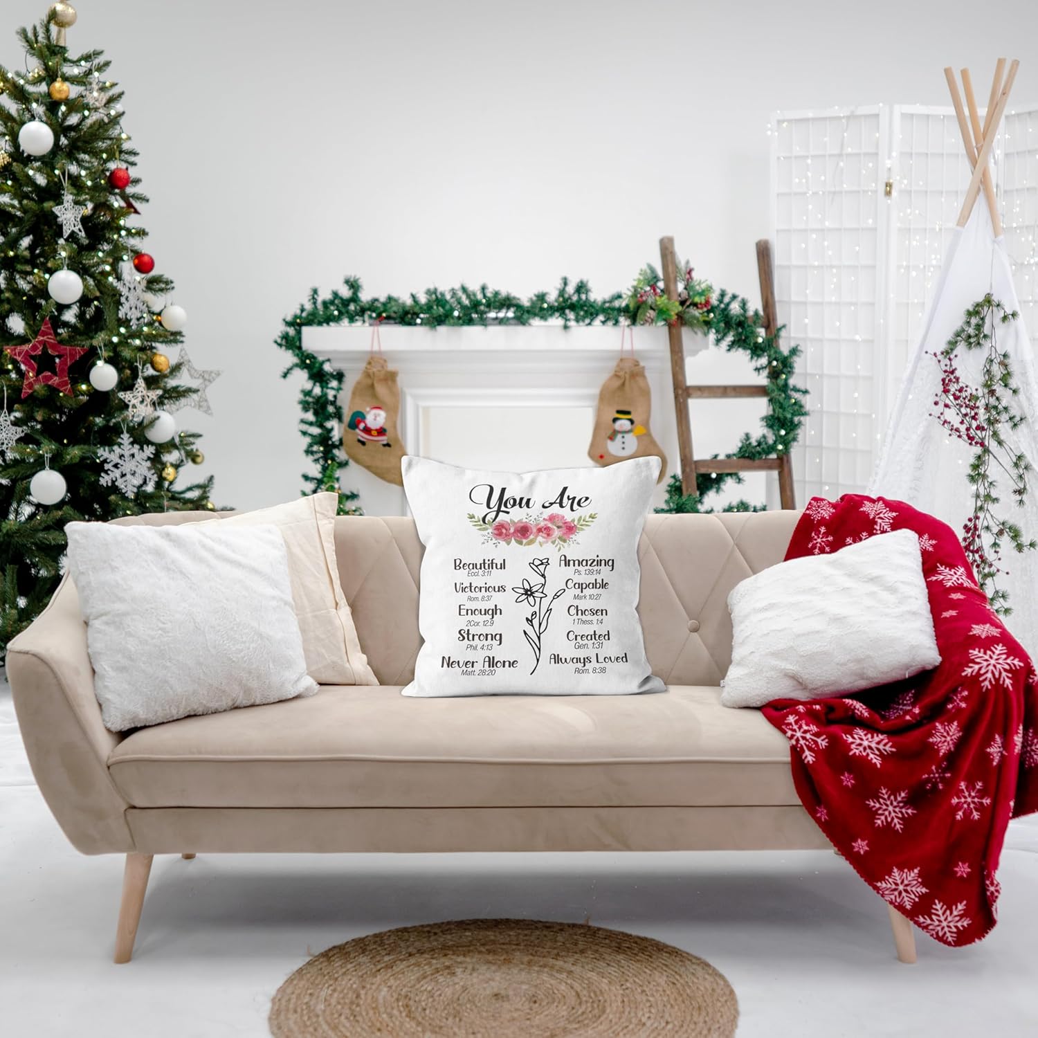 Regalos cristianos para mujeres, fundas de almohada de decoración cristiana de 18 x 18 pulgadas, regalos cristianos para mujeres, fundas de almohada