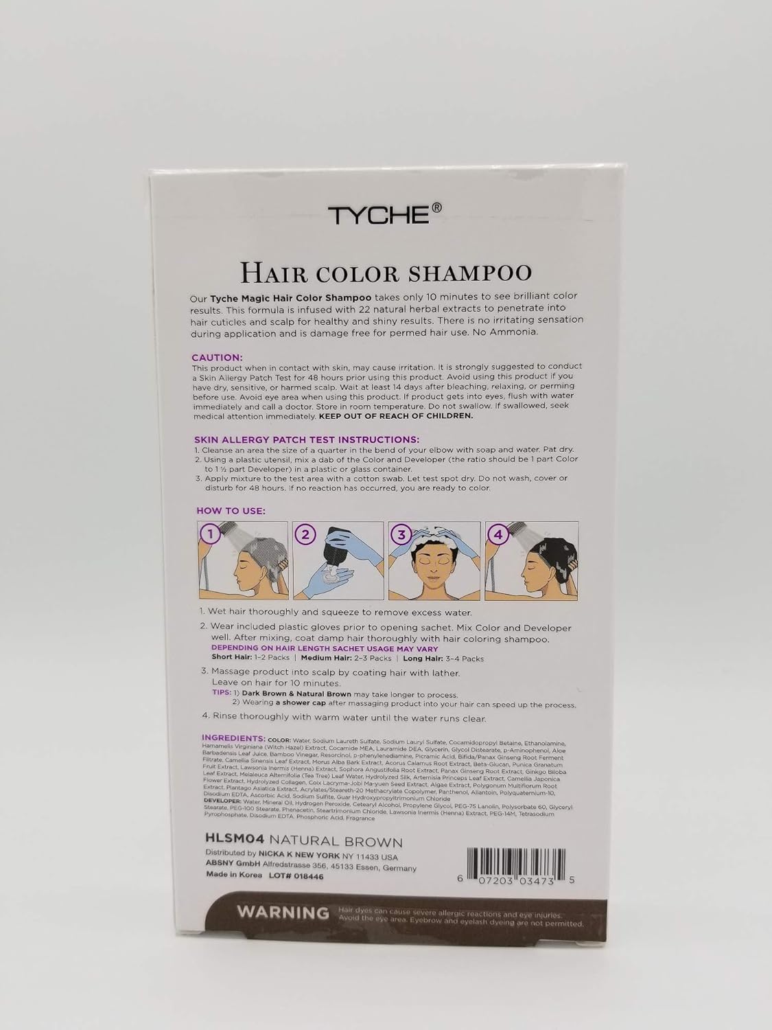 TYCHE Champú de color para el cabello (marrón natural)