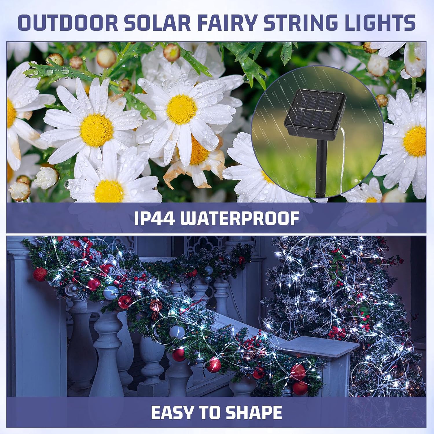 24 tiras de luces solares impermeables para exteriores, para boda, despedida de soltera, clase de 2024, decoración de fiesta de graduación, cada una