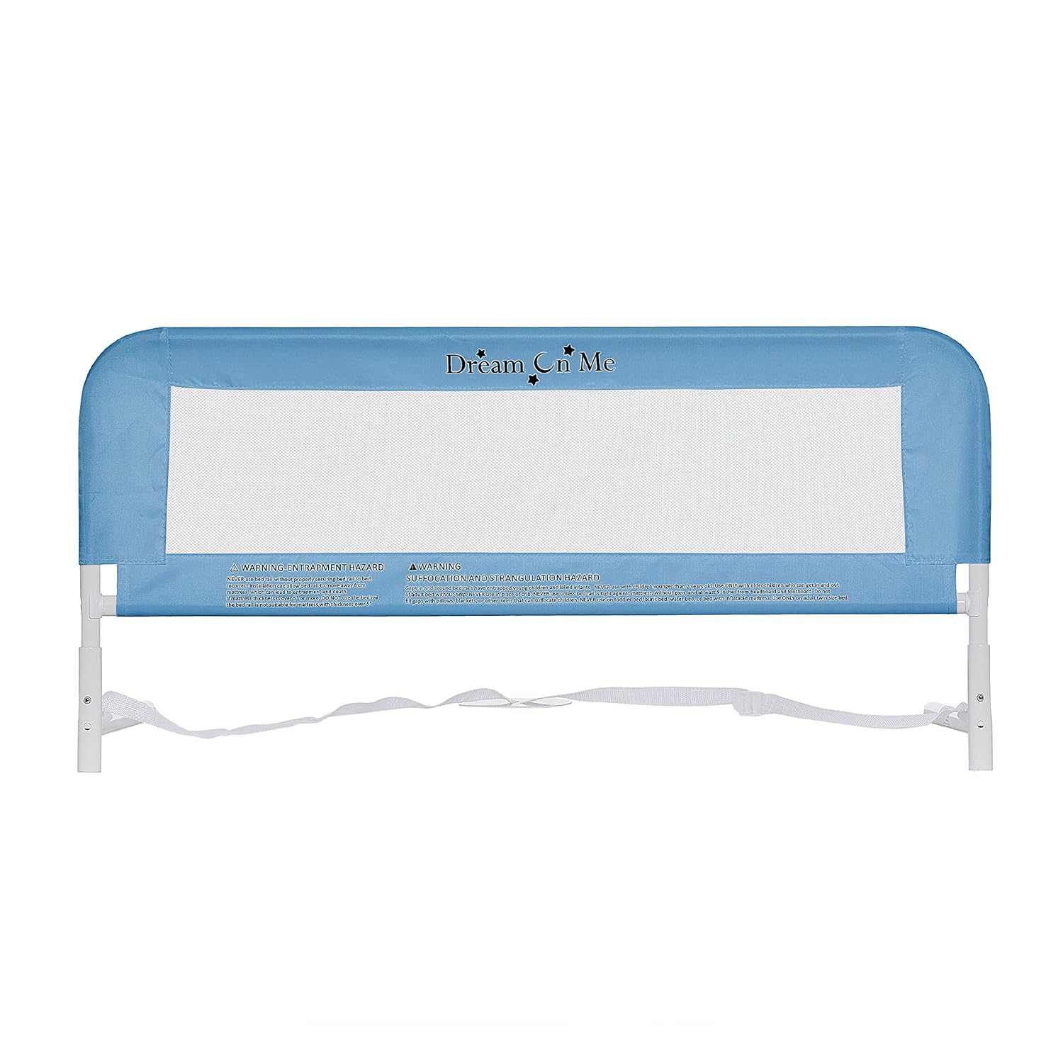 Dream On Me Barandilla de cama ajustable de malla ligera para niños pequeños con tela de malla transpirable en azul (paquete de 2)
