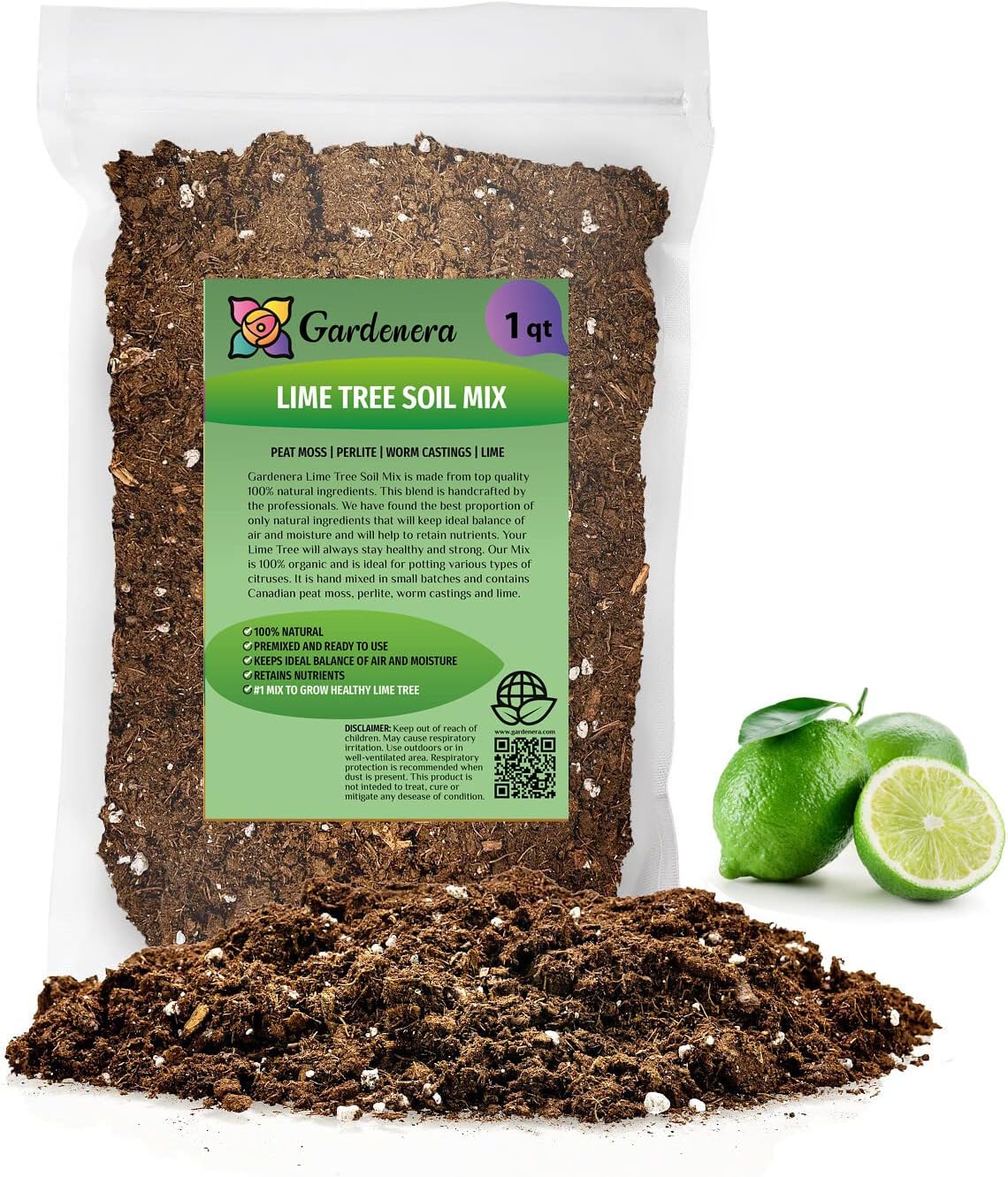 ‘s Premium Lime Soil Mix – Ideal para macetas, plantar y trasplantar tus árboles de cítricos bolsa de 1 cuarto de galón