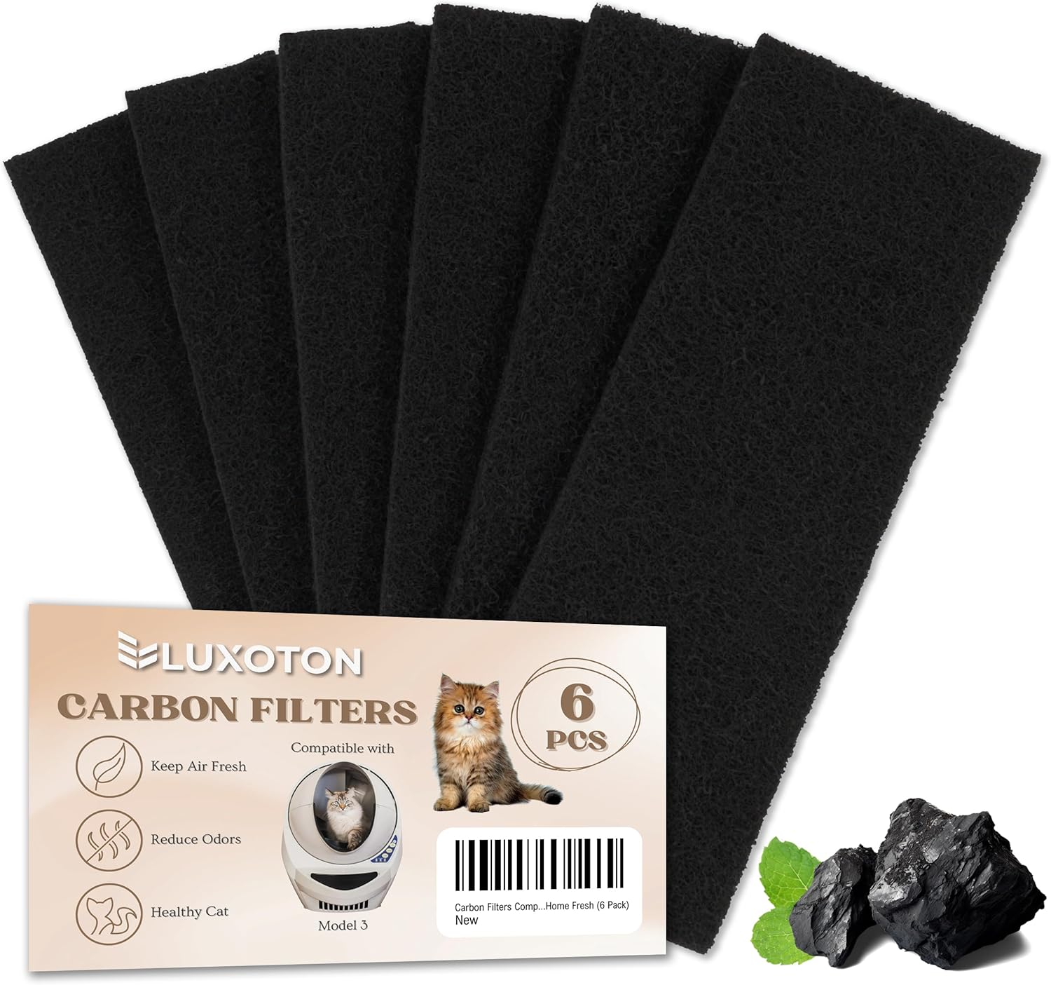 Paquete de 6 filtros de repuesto para robot de arena 3, filtros de carbón activado para caja de arena, filtros de carbón para caja de arena de