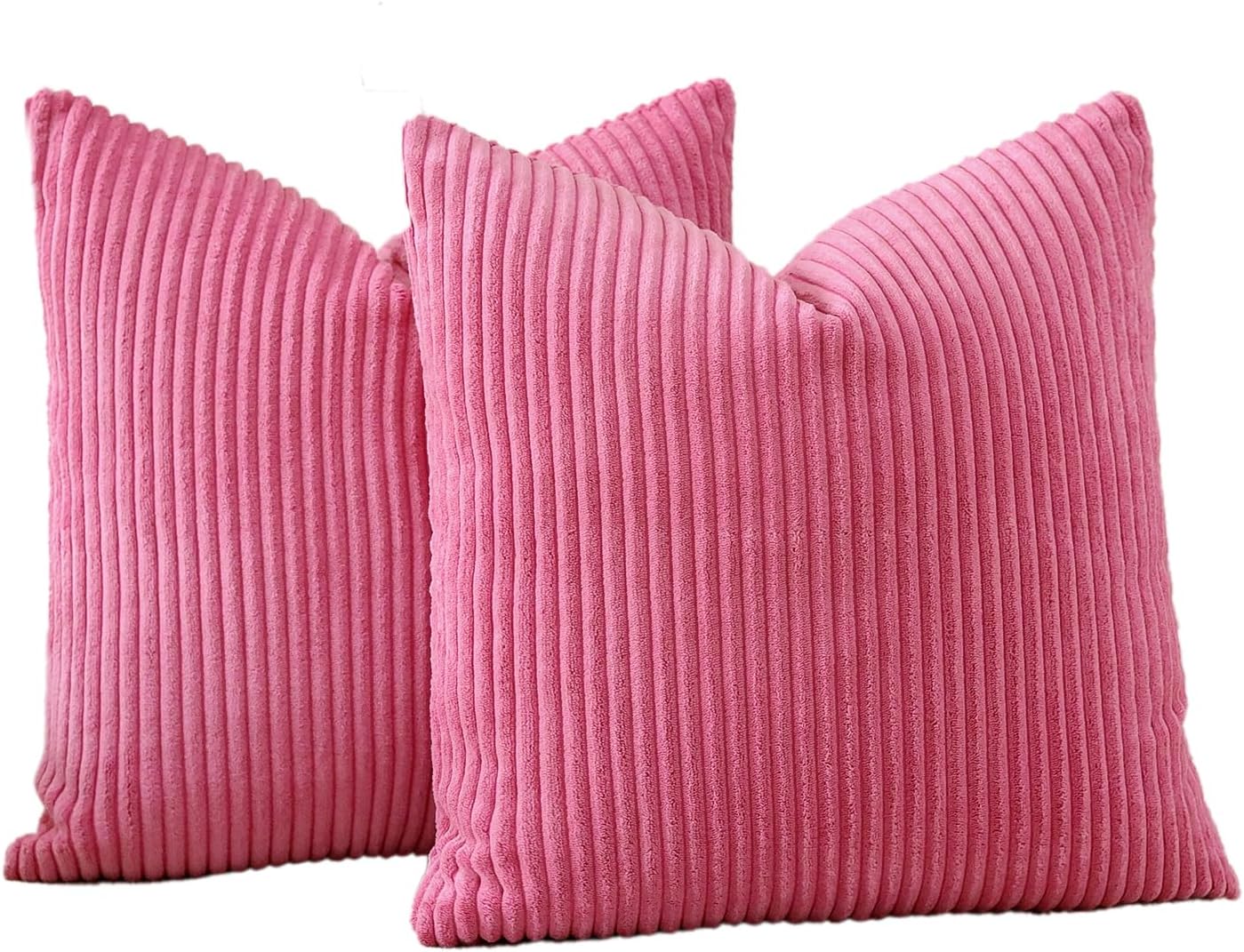 OTOSTAR Juego de 2 fundas de almohada decorativas de pana de 24 x 24 pulgadas, funda de cojín suave a rayas para decoración del hogar, casa rural,