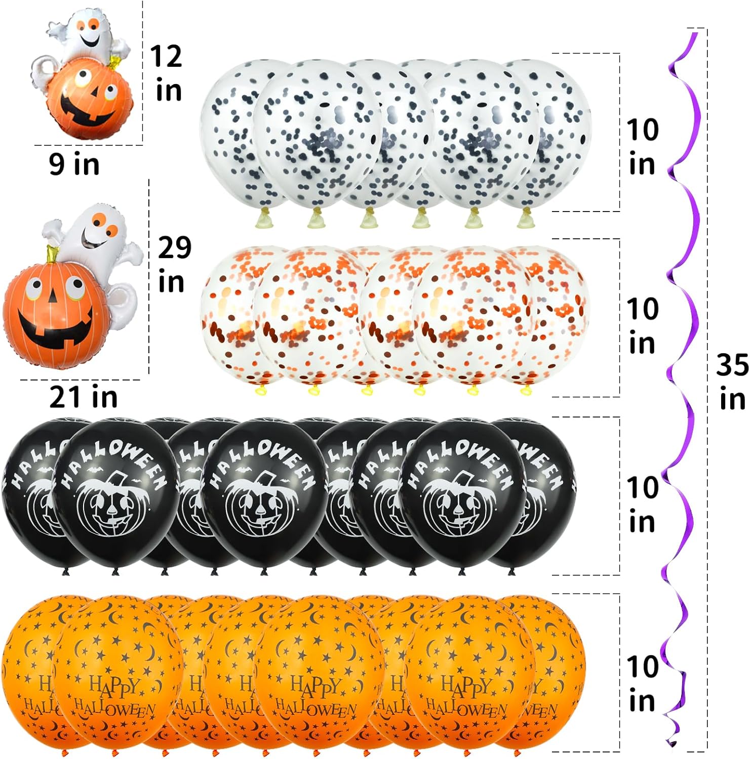 (62 piezas) Decoraciones de fiesta de Halloween para interiores, juego de decoración de globos de Halloween, decoración de globos para porche de