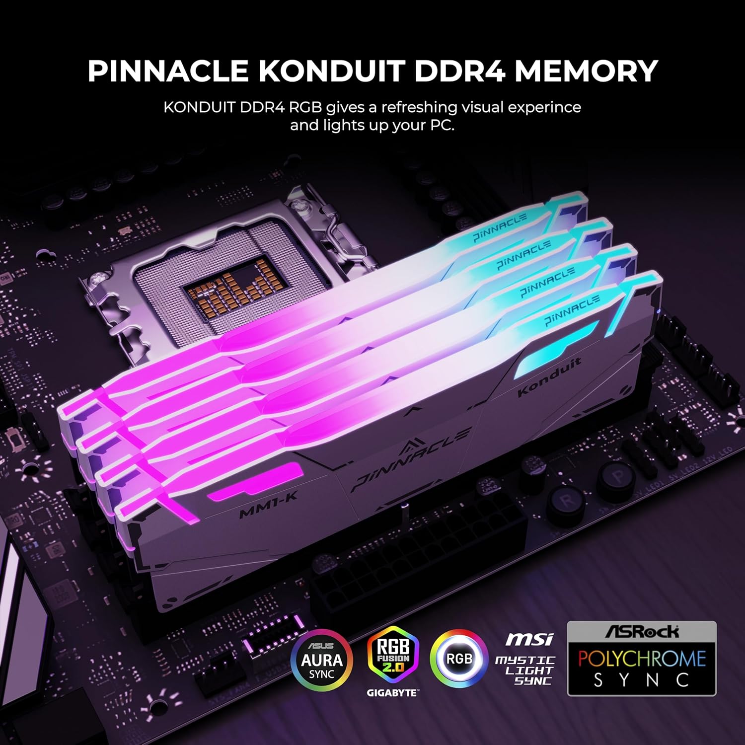 Timetec Pinnacle Konduit RGB 16GB DDR4 3600MHz PC4-28800 CL18-22-22-42 XMP2.0 Overclocking 1.35V Dual Rank Compatible con AMD e Intel Desktop Gaming