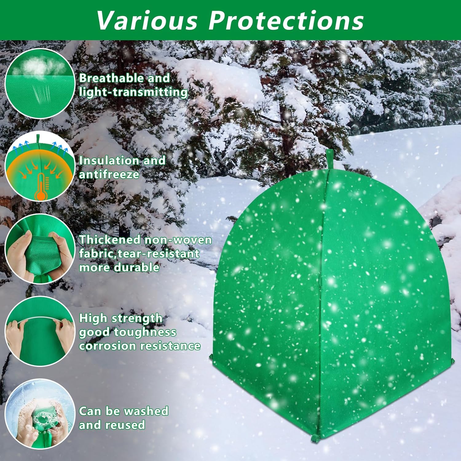 Paquete de 2 cubiertas de invierno para plantas de invierno, protección contra la congelación, protección contra heladas de invierno para plantas en
