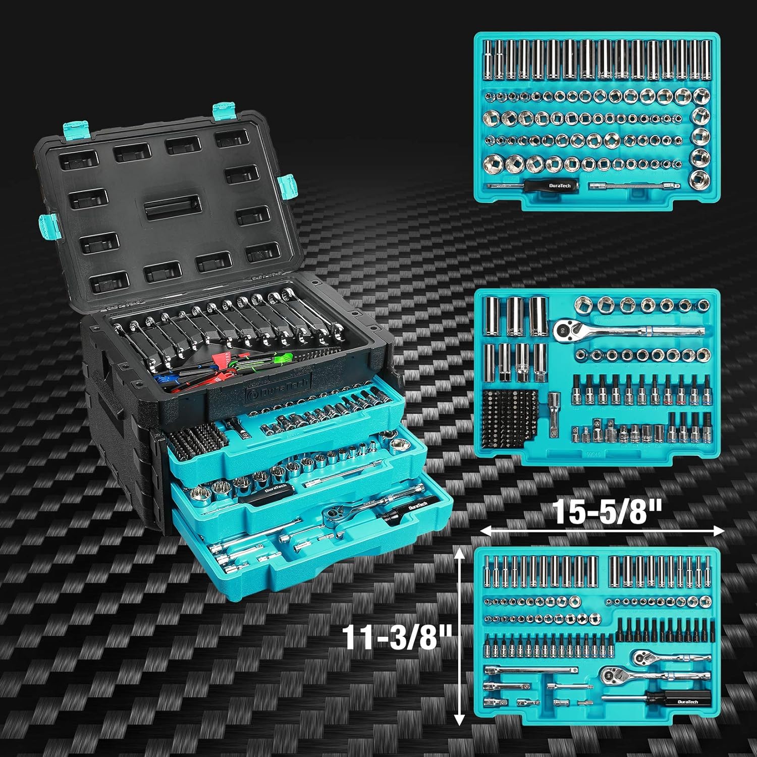 DURATECH – Juego de herramientas mecánicas de 497 piezas+juego de alicates WORKPRO de 7 piezas