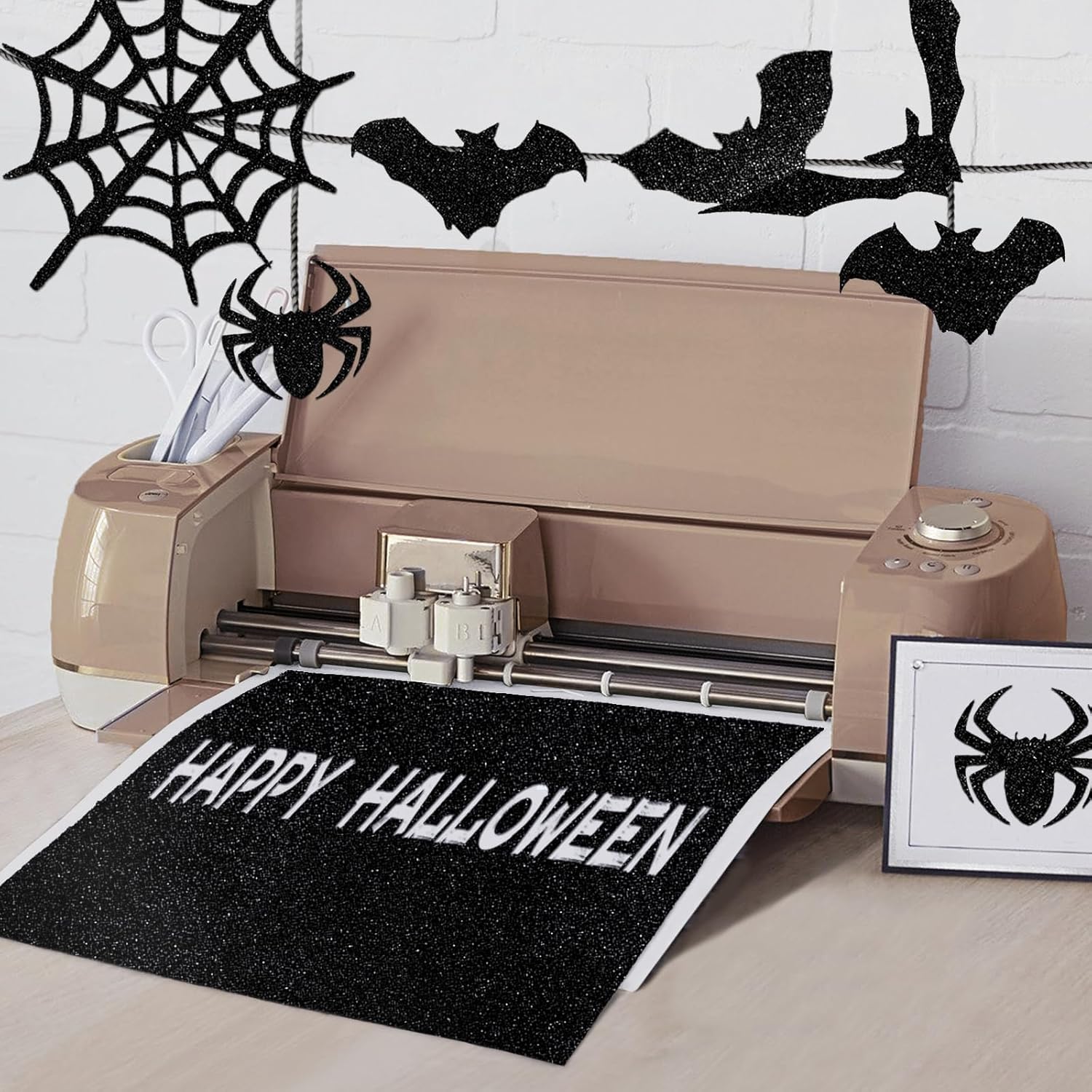 Cartulina negra con purpurina de doble cara de 12 x 12 pulgadas, 24 hojas de 10.58 ozm110 libras, papel de cartulina negra para Cricut,