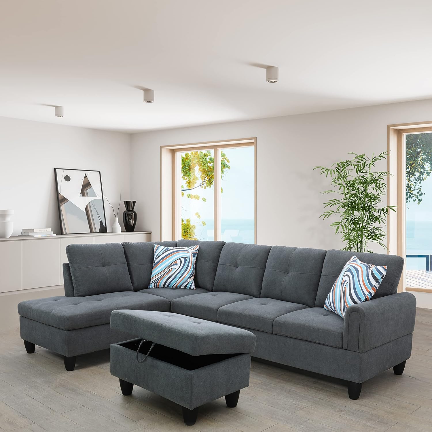 Star Home Living Maryland – Sofá seccional orientado a la izquierda, en forma de L, color gris oscuro