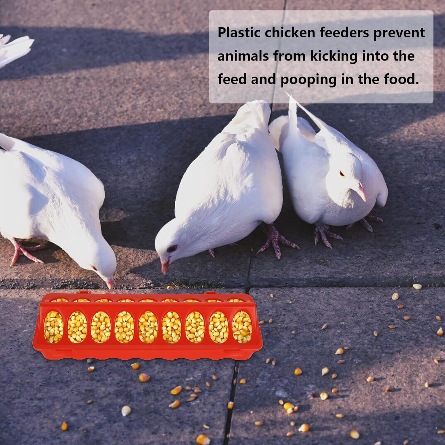 LANIAKEA Comedero para pollos, 10 unidades, comedero de aves de corral abatible, comedero de plástico para pollos sin ensuciar, sin desperdicios,