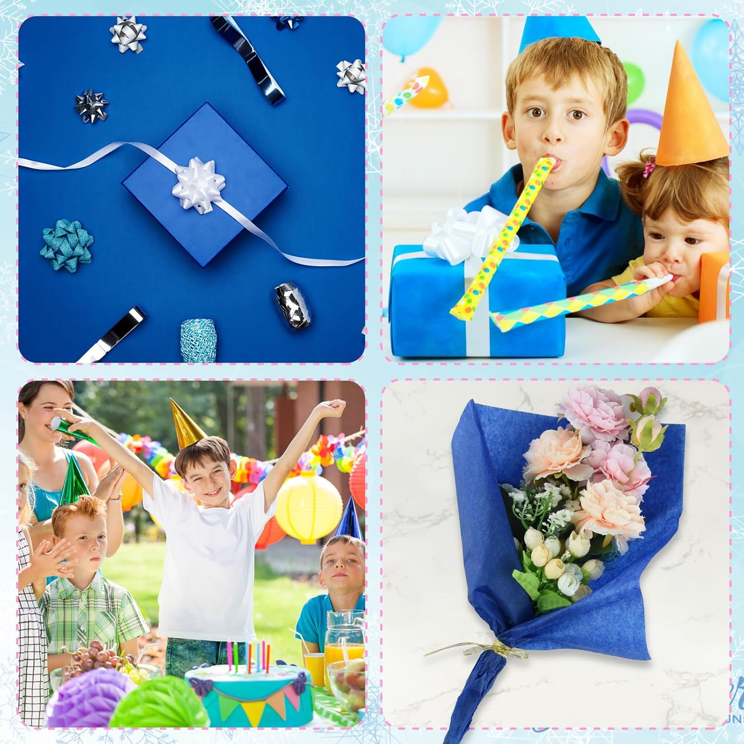 PLULON 60 hojas de papel de seda azul a granel, papel de seda para envolver regalos para embalaje, cumpleaños, baby shower, despedida de soltera,
