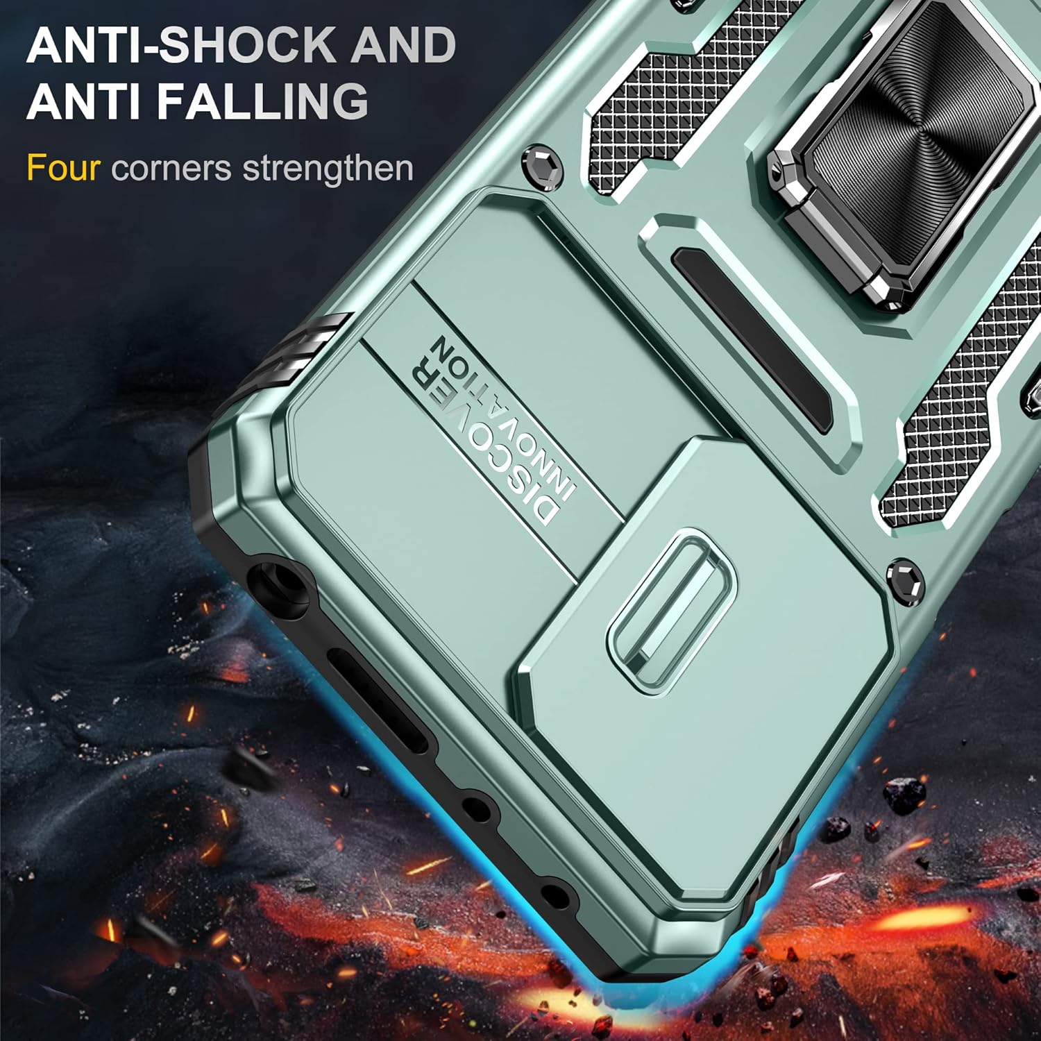 Wefor Funda XiaoMi RedMi Note 11 (4G) con cubierta para cámara deslizante, soporte de anillo magnético de 360 mejorado grado militar a prueba de