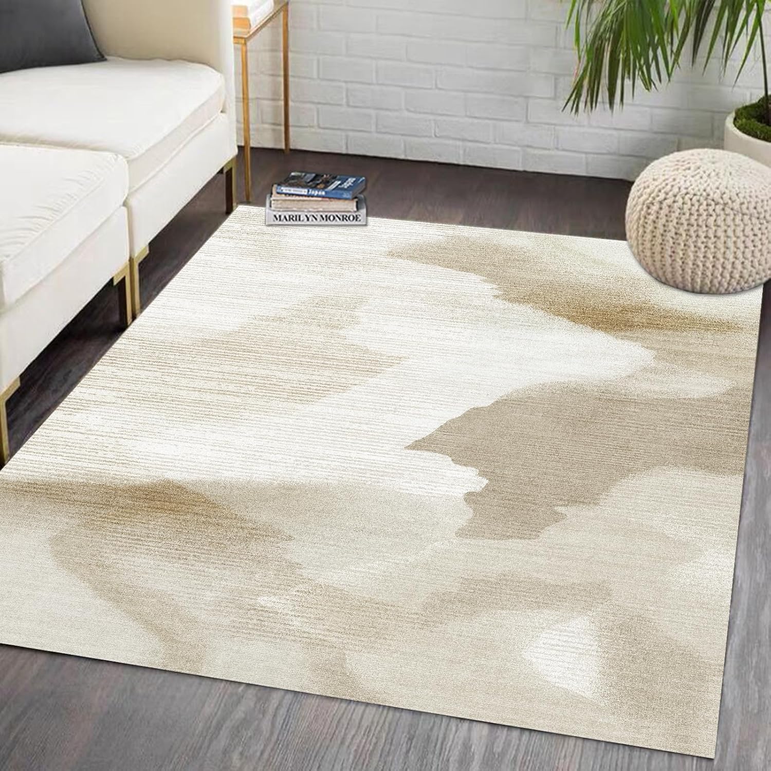 Eroyat Alfombra abstracta delgada, antideslizante de 3 x 5 pies, alfombra para sala de estar, dormitorio, entrada interior, cocina, alfombra para