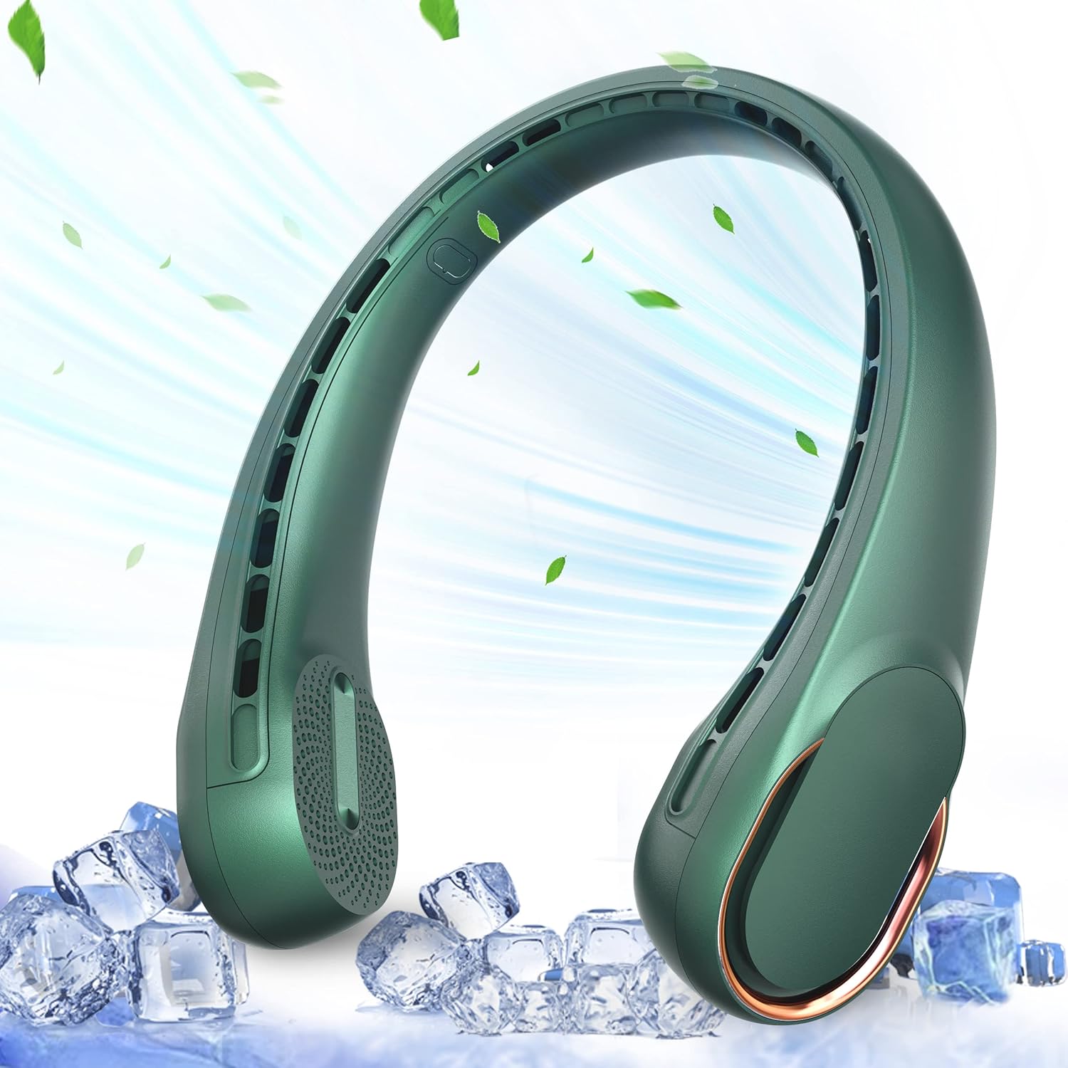ASNUG Ventilador de cuello, portátil sin aspas, ventilador personal recargable por USB, ventilador de cuello a batería de 4000 mAh, 3 velocidades