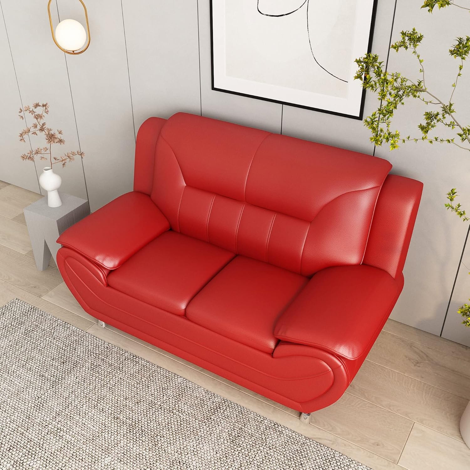 US Pride Furniture Michael Collection – Sofá de piel sintética de estilo moderno, versátil pieza decorativa de 2 plazas para sala de estar,