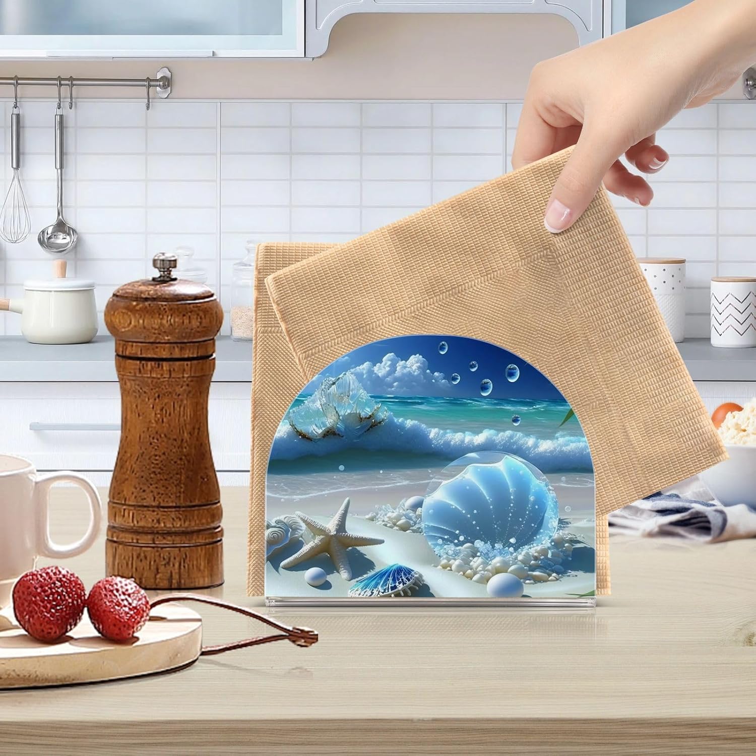 Servilletero de acrílico  Soporte para toallas de papel en transparente  Moderno soporte decorativo para servilletas de invitados para el hogar,