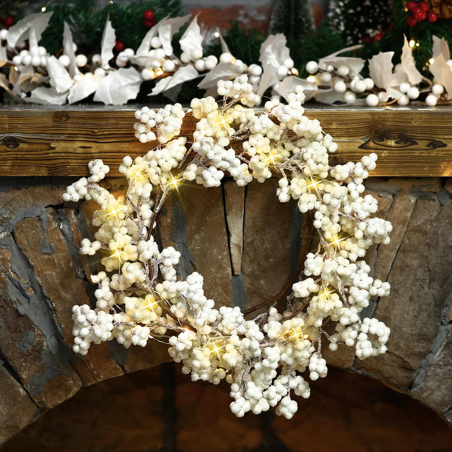 Guirnalda de bayas iluminadas para interiores, guirnalda artificial para el día de San Valentín, invierno, otoño, Navidad, decoración de Navidad,