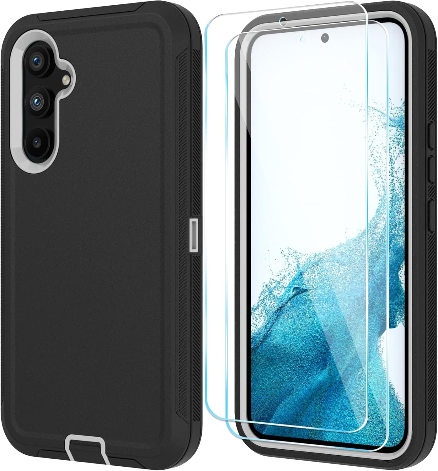 Qinmay Funda para Galaxy A54 5G, Samsung Galaxy A54 5G con protector de pantalla HD (paquete de 2), funda para Samsung A54 5G, duradera a prueba de