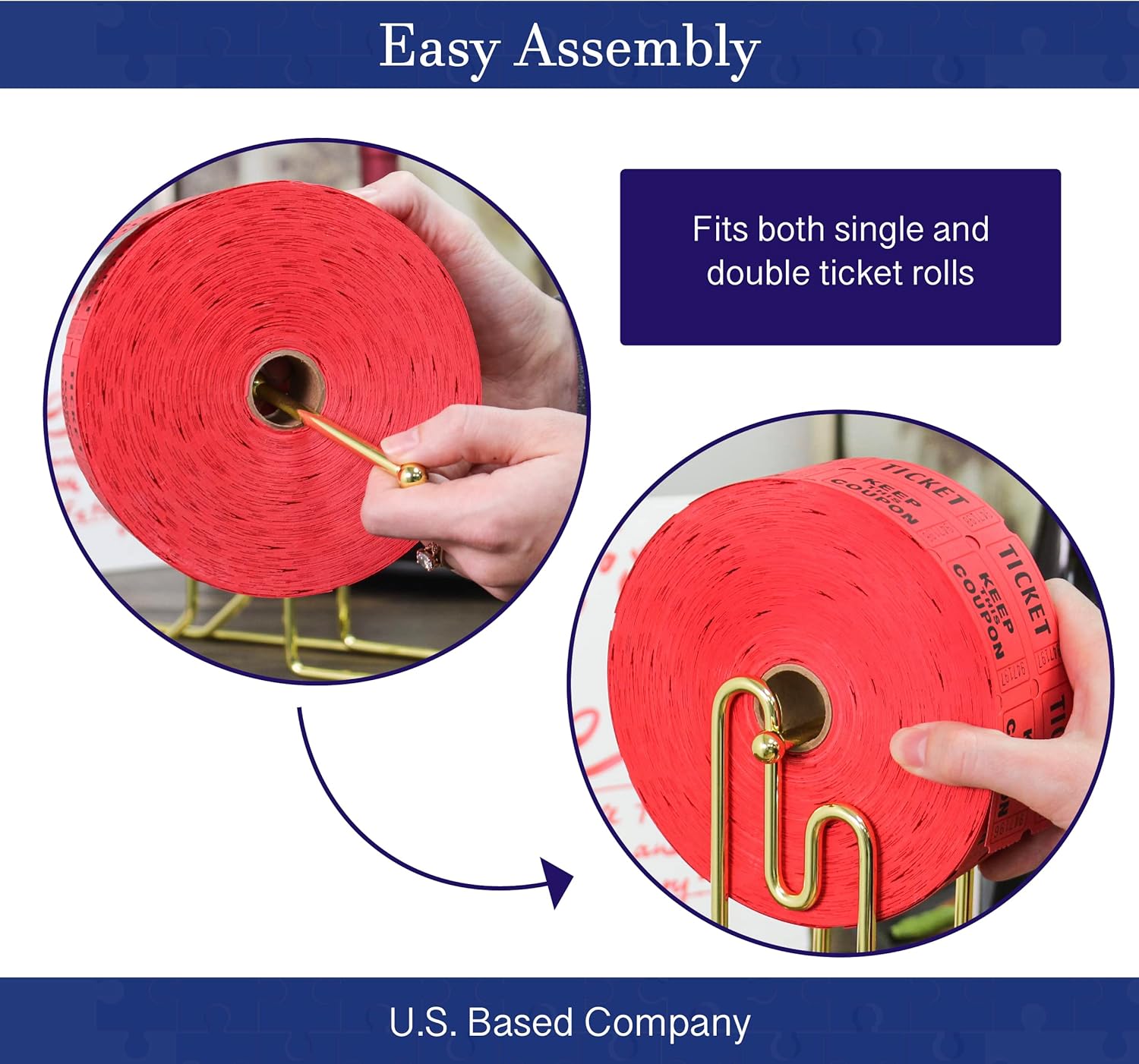 Soporte para boletos para rifa, paquete de 2 unidades, dispensador de boletos de latón, máquina dispensadora manual de boletos para rifas para