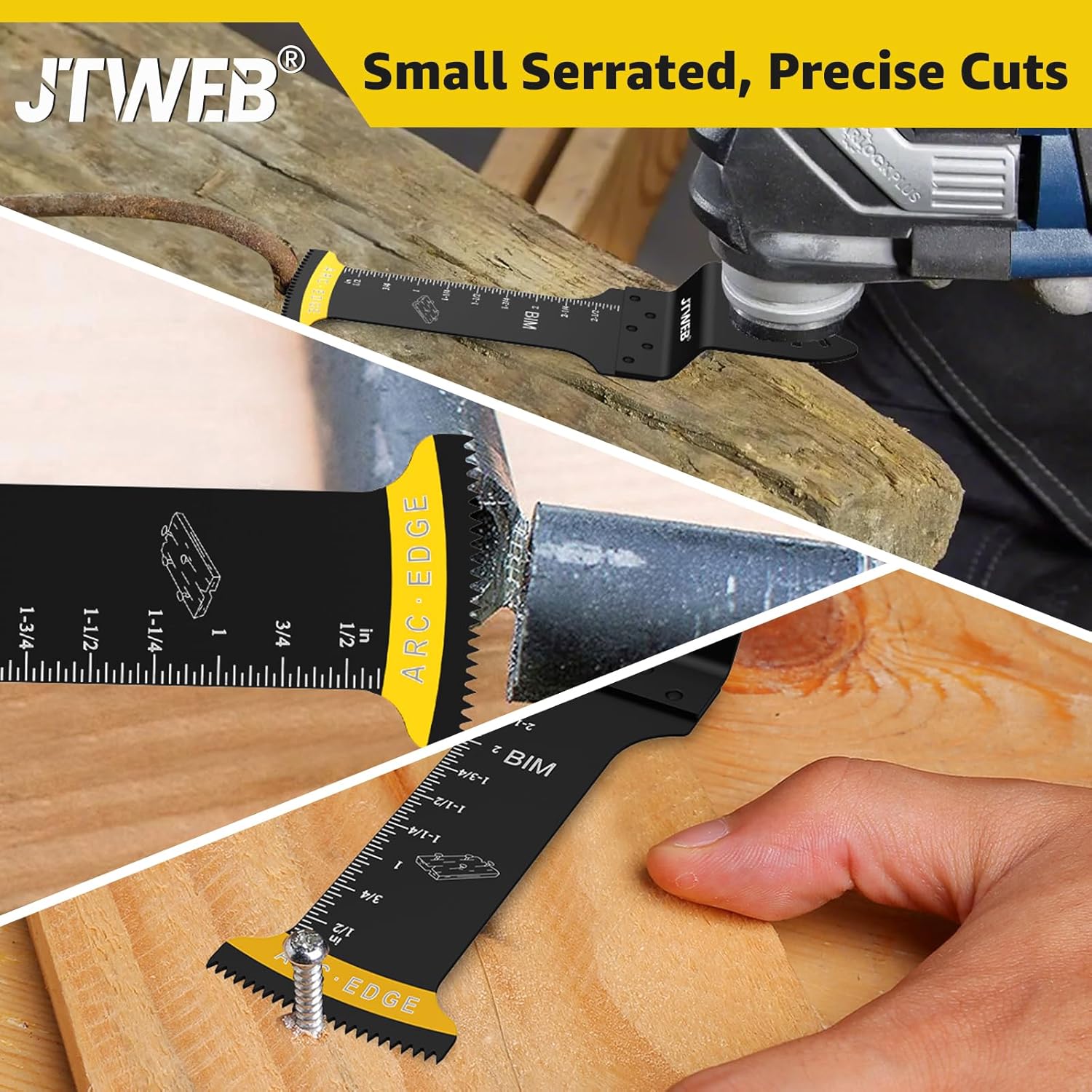 JTWEB 5 cuchillas multiherramienta extralargas, cuchillas bimetálicas con borde de arco para metal, clavos y madera. Hojas de sierra oscilantes para
