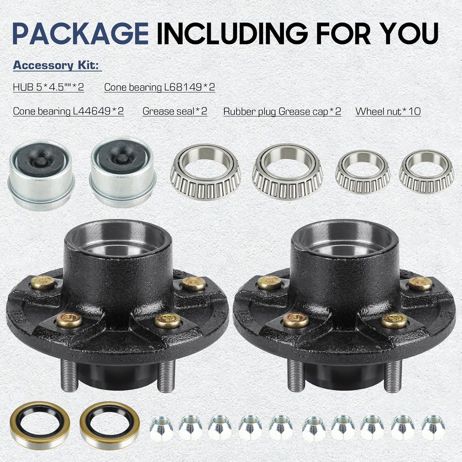 Kit de buje loco de freno de remolque, 5 agujeros, cubo de freno circular de 4.5 pulgadas para remolque de 3500 libras de ejes de 1-116 a 1-38