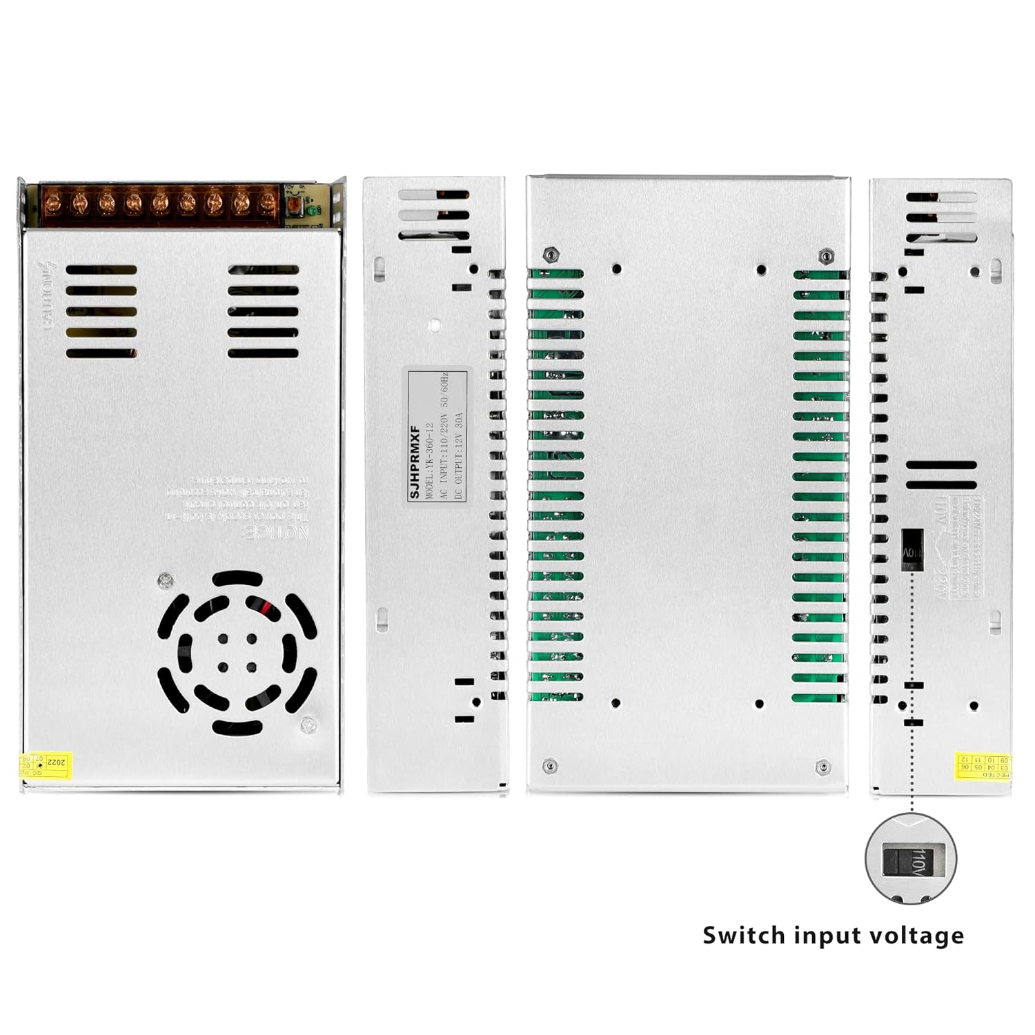 Fuente de alimentación conmutada, SJHPRMXF AC 110V220V a DC 12V 30A 360W Universal Regulated Power Supply Transformer Adapter LED Driver para tira