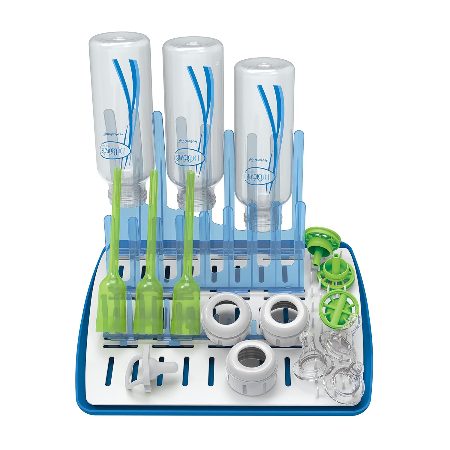 Dr. Brown’s Esterilizador eléctrico de lujo para biberones y otros artículos esenciales para bebés y estante de secado plegable Dr. Brown’s para un