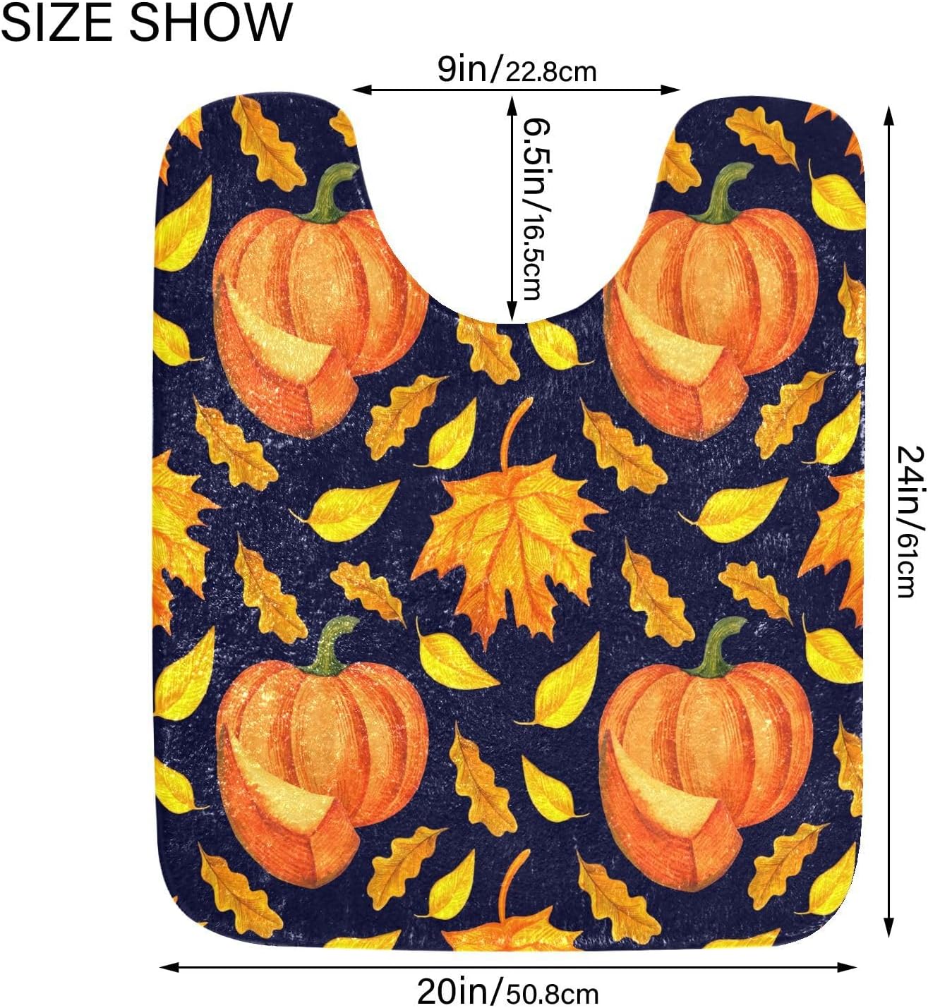 Bathroom Rugs Sets 2 Piece 24×16+24×20 Inch,Soft U-Shaped Contour Toilet Rug Orange Pumpkins Watercolor Non-Slip Absorbent Bath Floor Mat Carpet Set