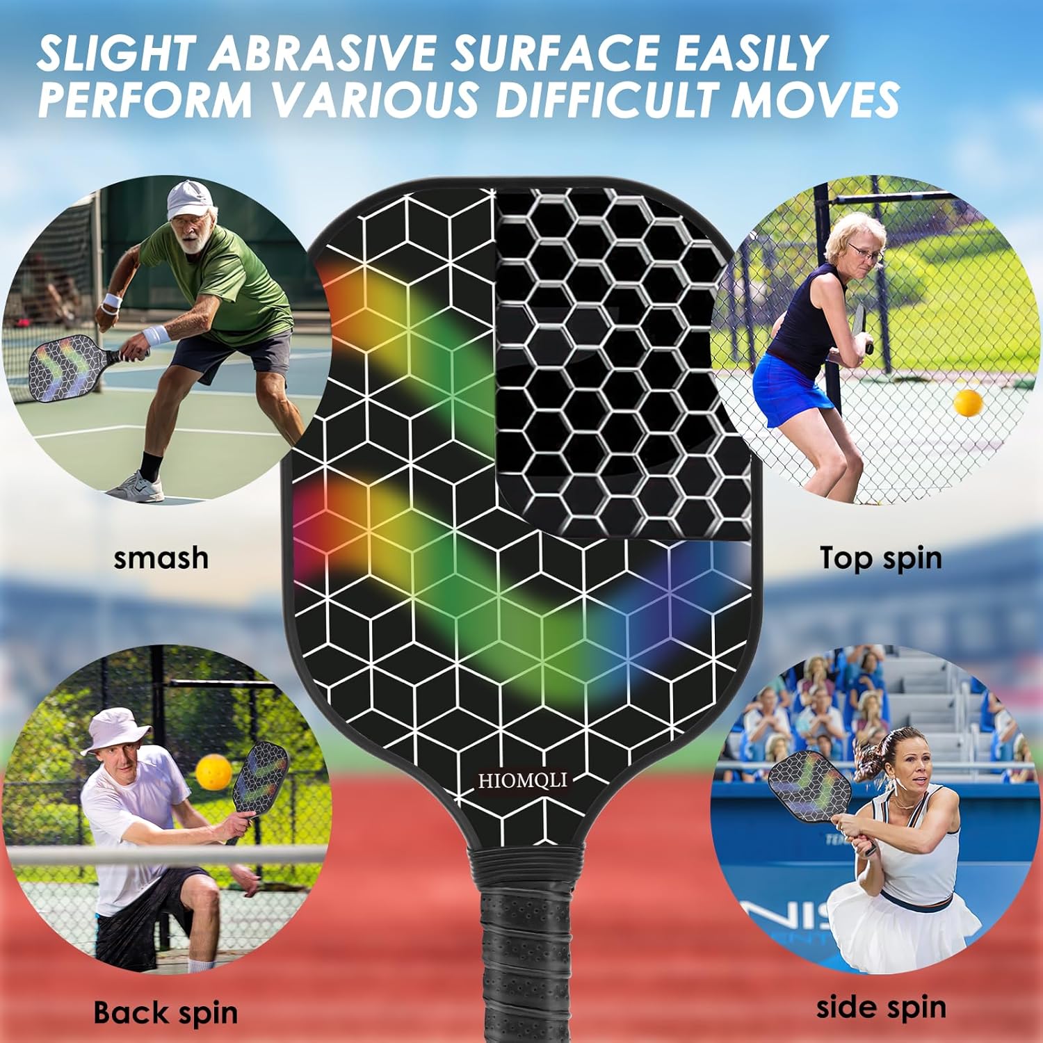 Juego de paletas de pickleball de fibra de carbono, raquetas de pickleball con 2 pelotas de pickleball y bolsa de transporte, equipo profesional