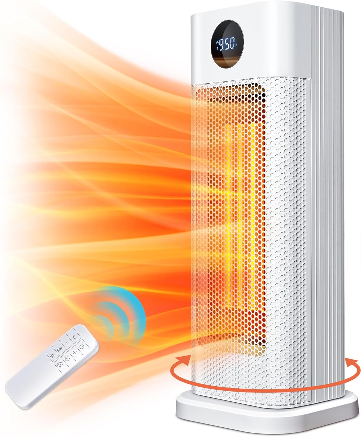 BURLAN Calentador de espacio para uso en interiores, calentador eléctrico portátil para dormitorio, calentador eléctrico PTC de 1500 W con