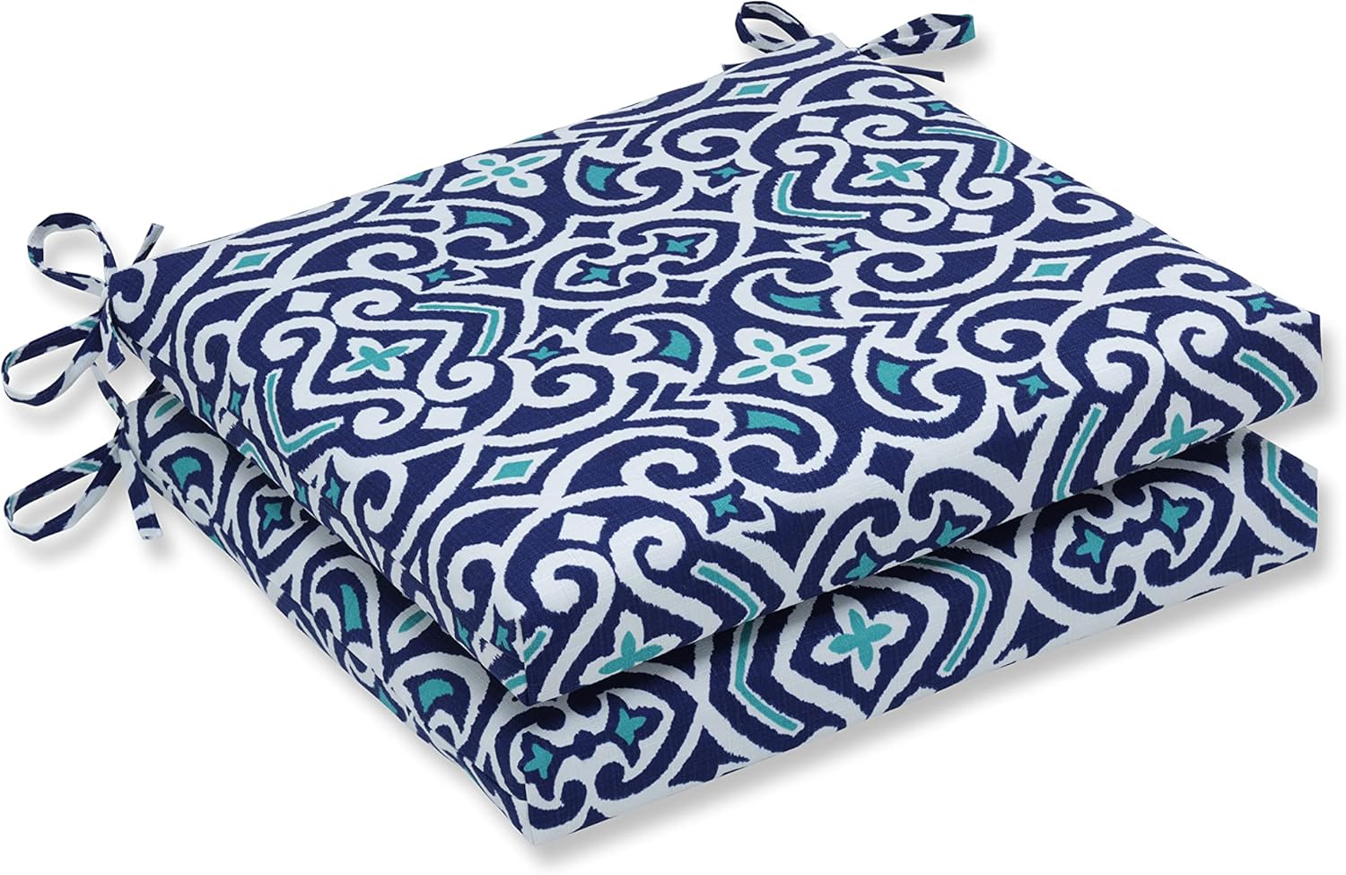 Pillow Perfect Cojín para exteriores e interiores, diseño damasco marino